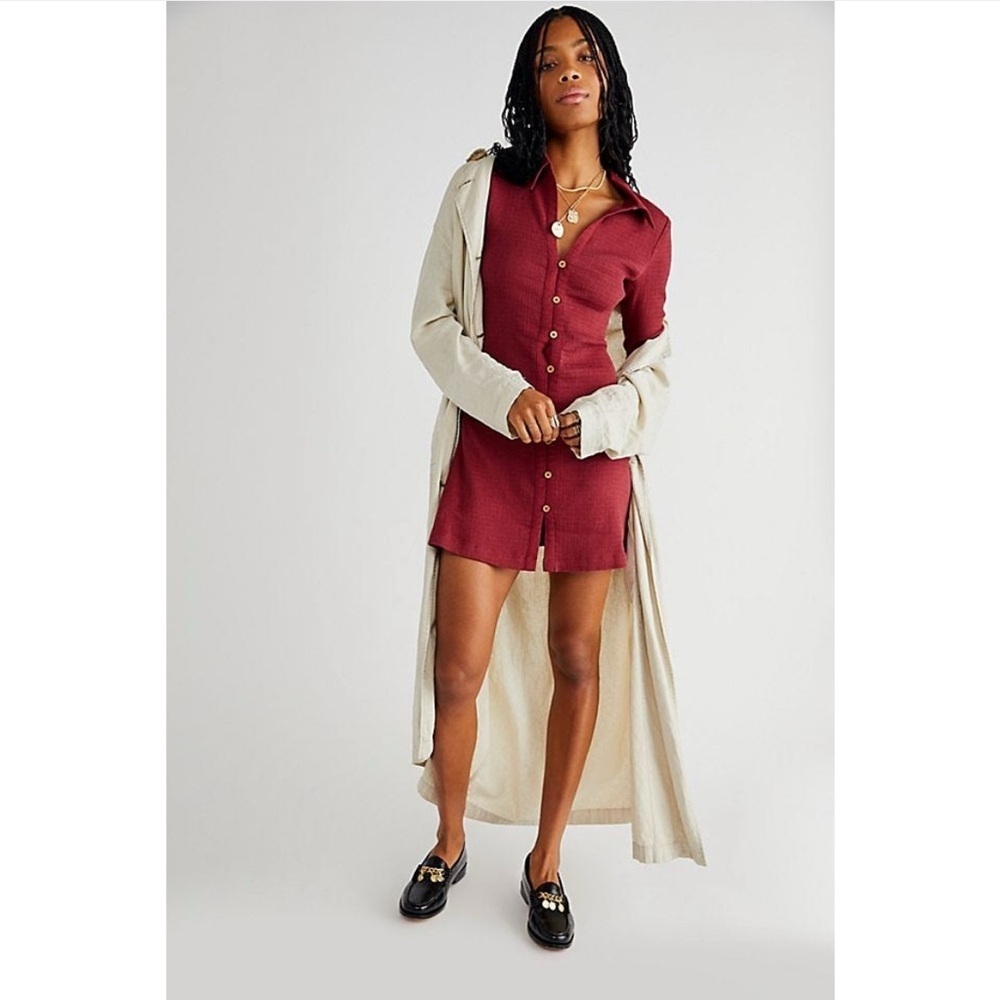 Free People Red Textured Dress Size Medium